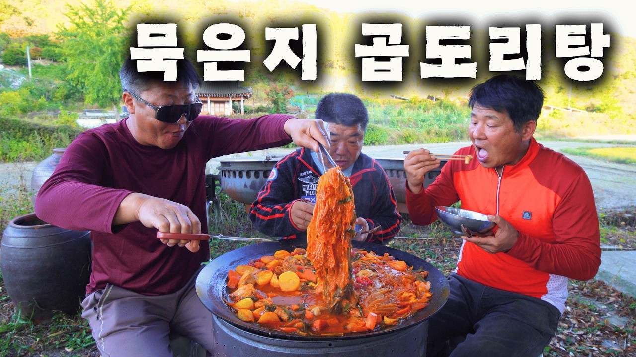 [시골먹방] 묵은지 통채로 넣고 푹 익은 닭고기에 고소한 곱창까지 [ Braised Chicken Stew with Aged Kimchi] MUKBANG/EATING SHOW