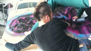 MR. BRAINWASH LIVE STREET ART! GRAFFITI VAN!