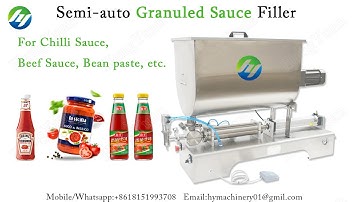 Desktop Semi-automatic Pneumatic Piston Filler with Granules Stirring Mixer | Bean Paste Filler