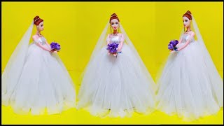 Bridal Barbie doll makeup|Doll Decoration|barbie dresses|Doll set|Barbie set|making of Barbie dress
