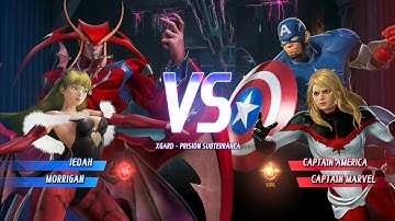 Jedah y Morrigan Vs Captain América y Captain Marvel Marvel Vs Capcom INFINITE