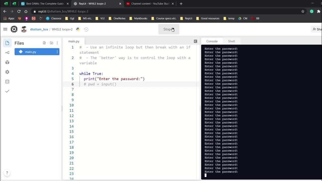 While loops 3 (if statement and break command to stop infinite loop ...