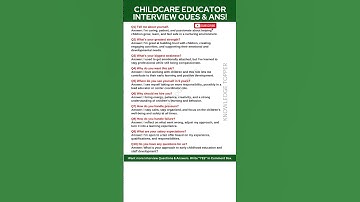 Childcare Educator Interview Questions and Answers | Childcare Job Interview Questions and Answers