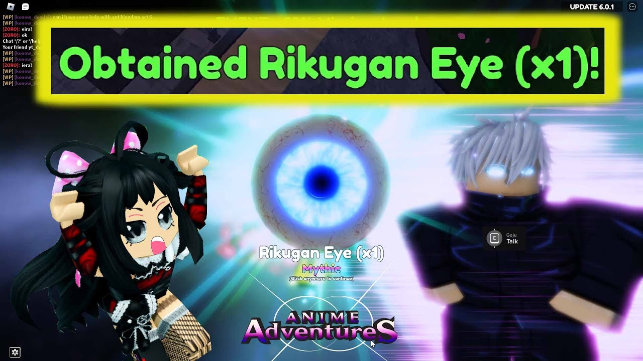 Update 6 [ JUJUTSU KAISEN ]!! Obtained Rikugan Eye!!! Anime Adventures  Roblox 