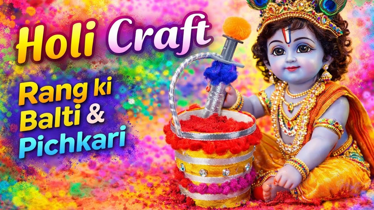DIY Holi Craft 🌈 | Laddu Gopal Ji ki Mini Balti & Pichkari Banaye | Easy DIY Craft #youtubevideo #yt