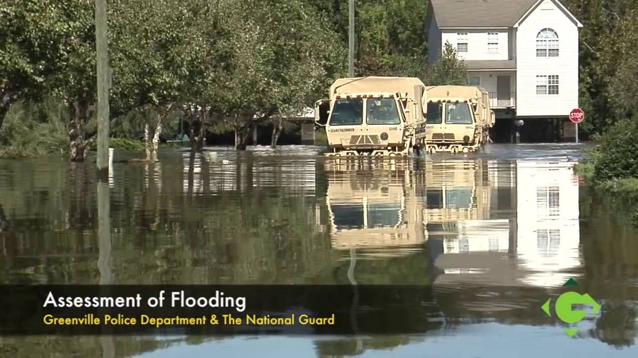 Greenville Police assess flooding with The National Guard. YouTube