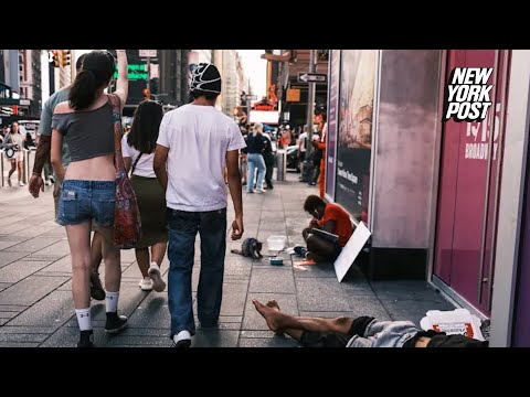 Times Square overrun with drugs, homeless people in troubling throwback to crime-ridden '90s