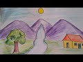 Easy landscape drawing for beginners easy stepaarav drawing creative