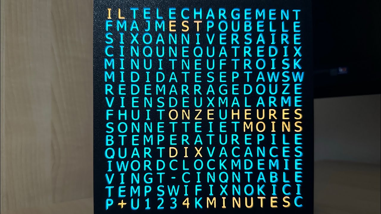 WordClock 16x16 LED matrix - V1.3.0 with support for French - YouTube