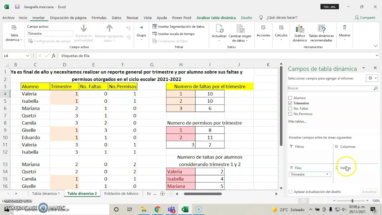 TABLAS DINAMICAS EN UNA HOJA DE CALCULO EXISTENTE YouTube