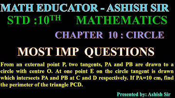 From an external point P, two tangents, PA and PB are drawn to a circle with centre O. At one point