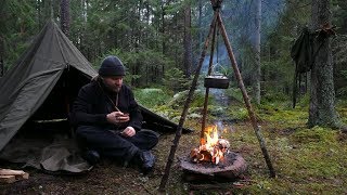 Relax In the Swedish Wilderness - Adjustable Pot Hanger Tutorial - Bushcraft Tripod - Lavvu Shelter