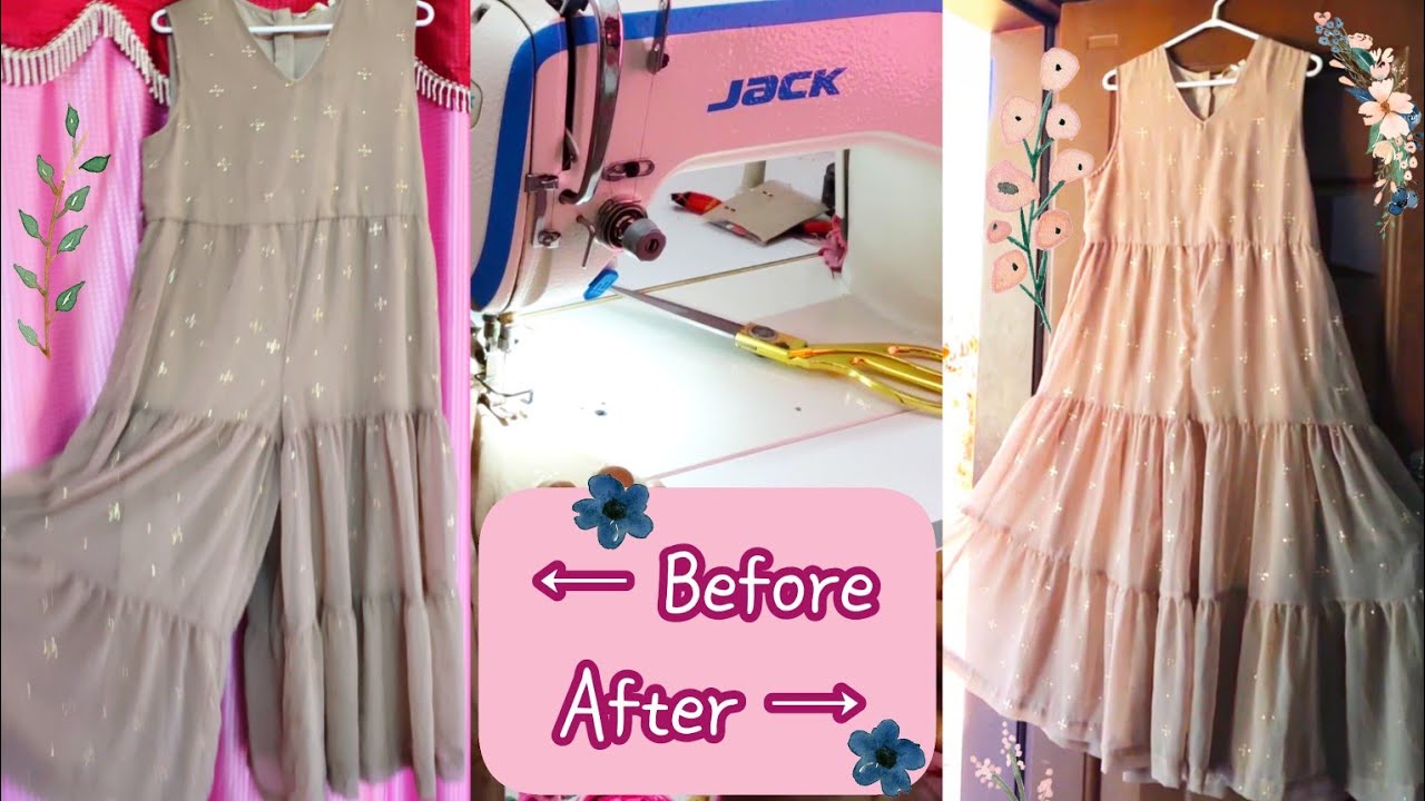 How to turn a jumpsuit into a frock Jumpsuit convert to frock YouTube