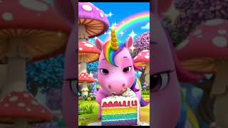 🦄🌈Cute Unicorn Eating Rainbow Cake 😂 | Funny AI Cartoon Shorts #shorts