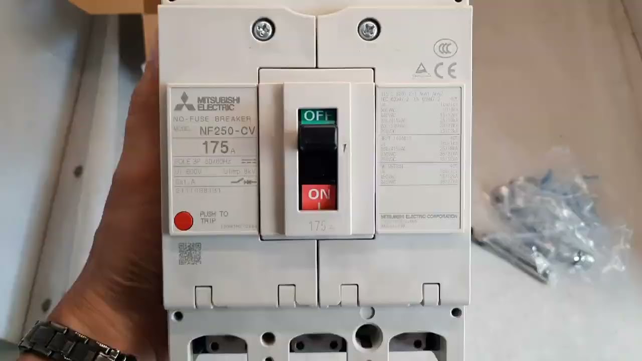 MCCB Mitsubishi NF250CV 3P 175A - YouTube