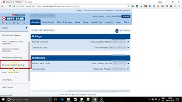 How to check Recurring Deposit RD Summary through HDFC Net Banking