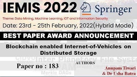 IEMIS 2022 : Best paper award announcement (Session 5.2)