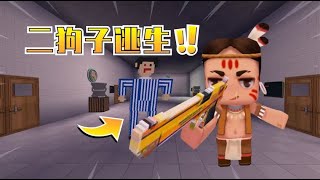 迷你世界781：二狗子玩解密地图，带着狗蛋逃出精神病院