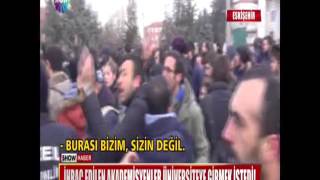 İhraç edilen akademisyenler üniversiteye girmek istedi!