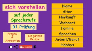 sich vorstellen | B1 Prüfung   jede Sprachstufe | Fragen & Antworten   ein ganzes Beispiel