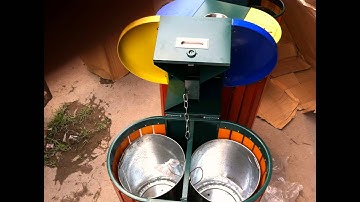 Bán thùng rác hai ngăn ngoài trời, thùng rác thép phun sơn hai ngăn công viên