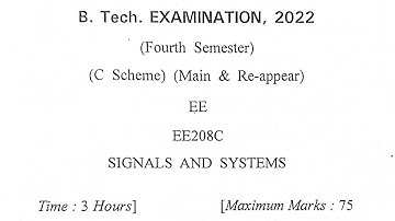 Signals And Systems Previous Year Question Paper. #btech #questionpaper