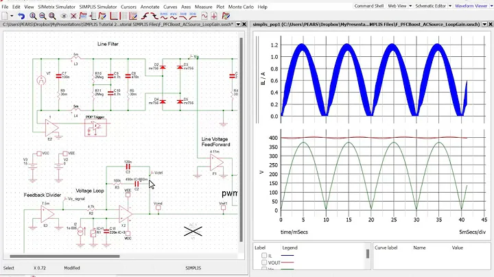 SIMPLIS: Introduction to AC Analysis (Part 3) - PFC Boost Converter Loop Gain with AC Source