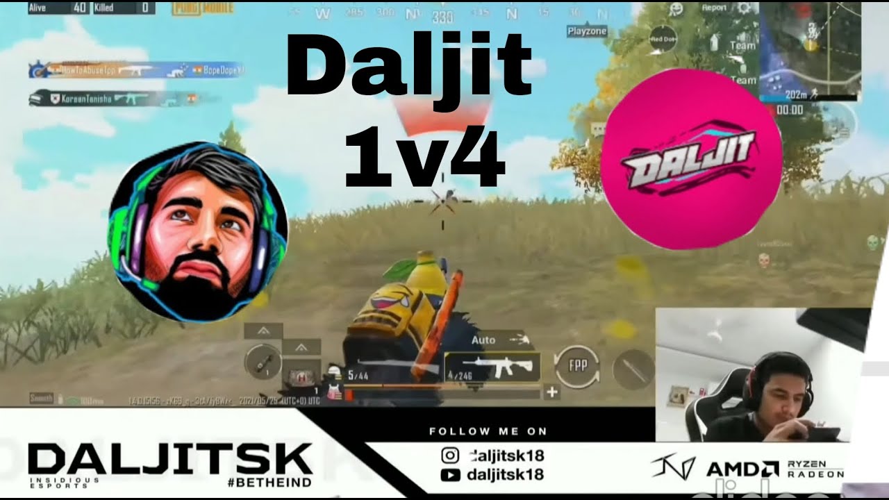 Daljit 1v4 op gameplay sangwan reaction pubg mobile