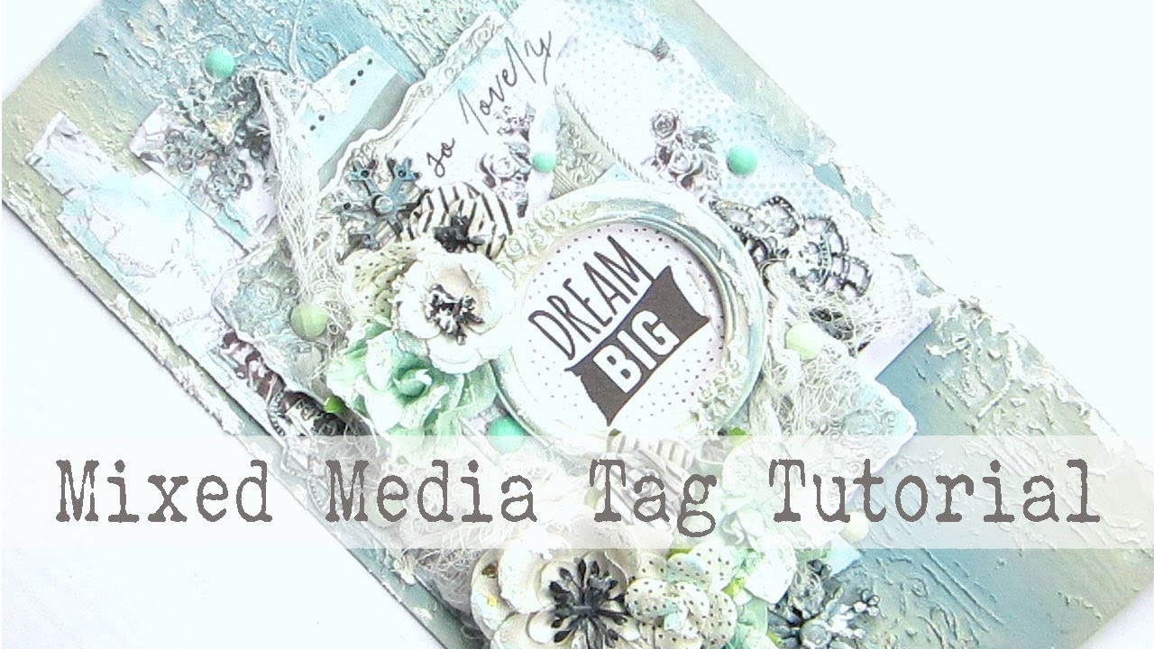 Mixed Media Frosty Tag | Edited from Prima Marketing Facebook Live Show card making happy birthday