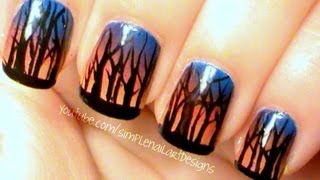Ombre Sunset Forest Nail Art