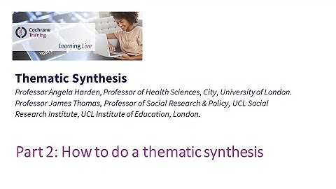 Part 2: How to do a thematic synthesis