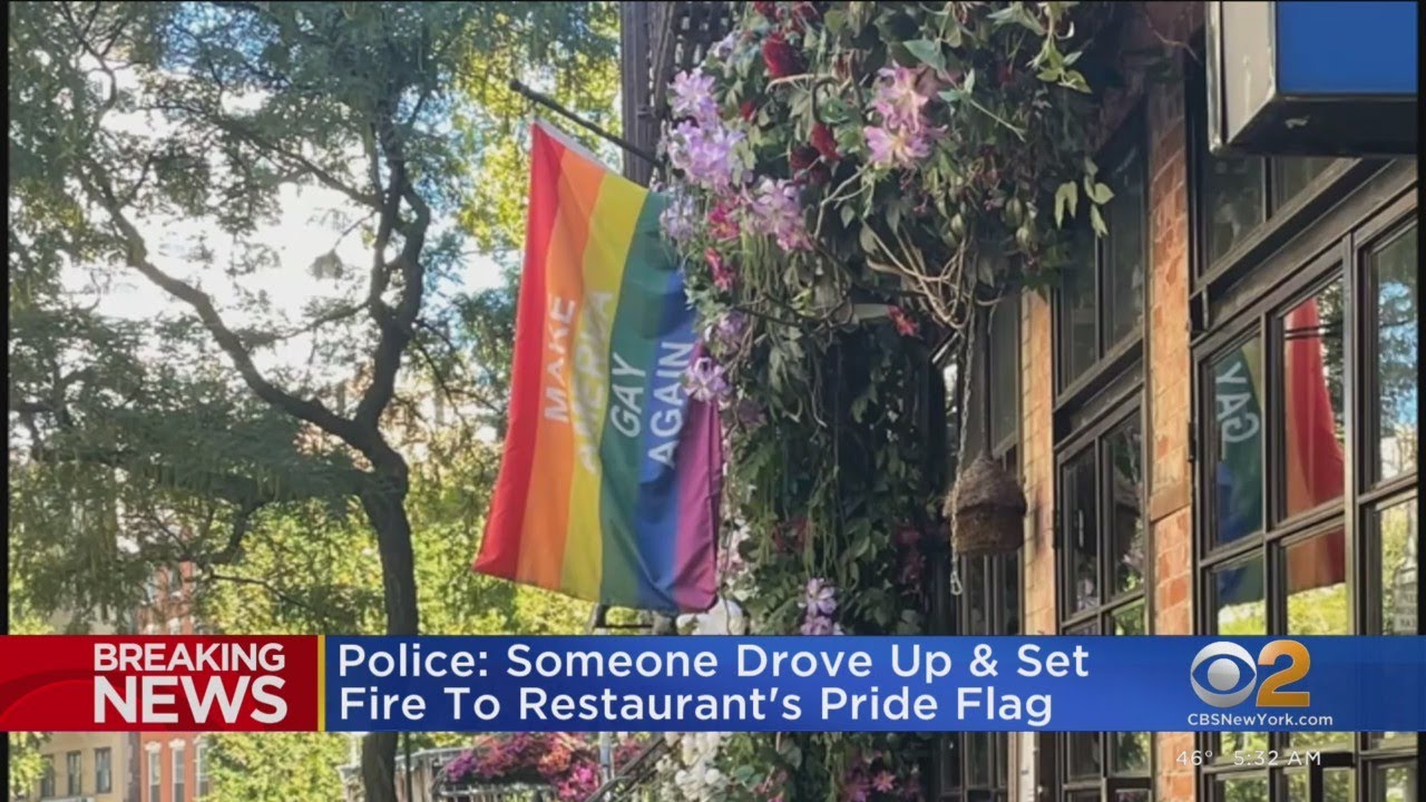 Pride flag set on fire outside restaurant YouTube