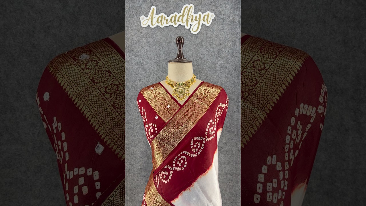 Pure Viscose Dola Silk Tye & Dye Bandhani Saree