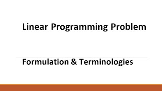 2 - LPP - Formulation and Terminologies - #MadhavanSV