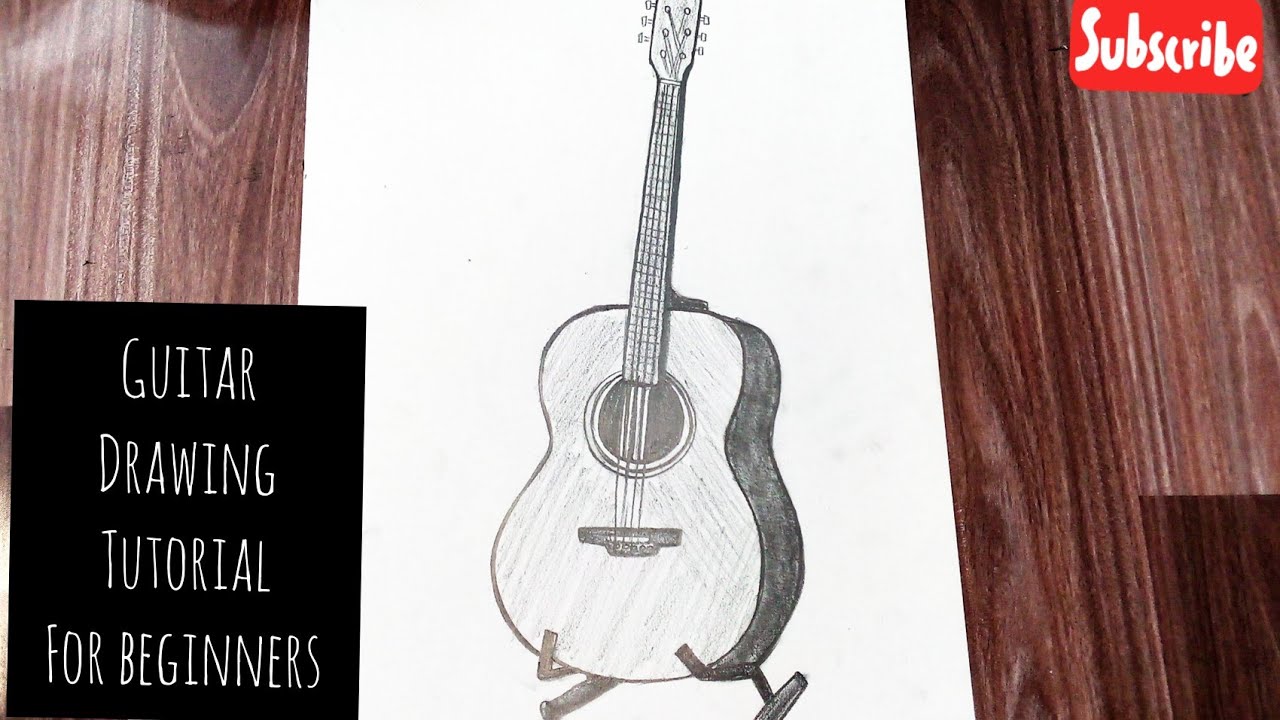 How to draw a guitar easy step by step for beginners - YouTube
