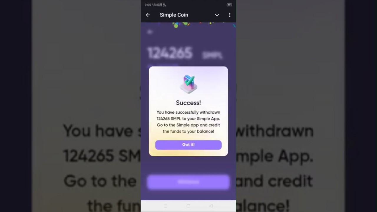 Withdrawal from simple coin airdrops of $SMPL 