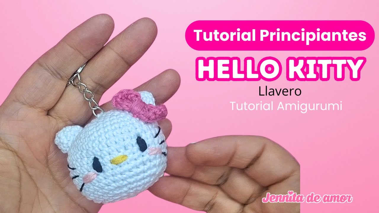 HELLO KITTY LLAVERO - Aprende paso a paso -Tutorial para  Principiantes- Amigurumi