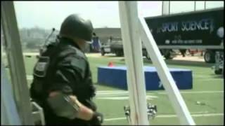 Does ray lewis's bull rush create more force on a standard wood door
than 15lb battering ram?