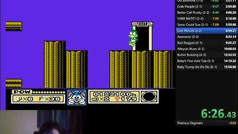 Tiny Toon Adventures (NES) Any% Speedrun 15:24.56, 11-3-2020