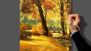 Acrylic Landscape Painting - Autumn / Easy Art / Осенний пейзаж акрилом. Уроки рисования. Живопись