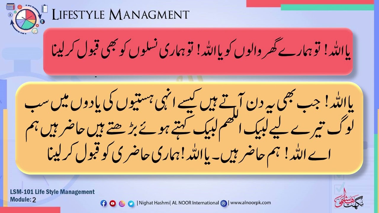 LSM-101 Lifestyle Managment Module 2 | Ustazah Nighat Hashmi