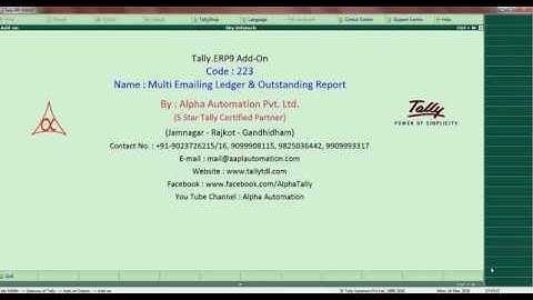 Tally Add On : Multi Emailing Ledger & Outstanding Report in Tally.ERP9 software.