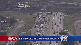Big Rig Hits Bridge On I-30 In Fort Worth