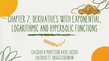 Chp 7 Derivatives of Exponential, Logarithmic and Hyperbolic Functions