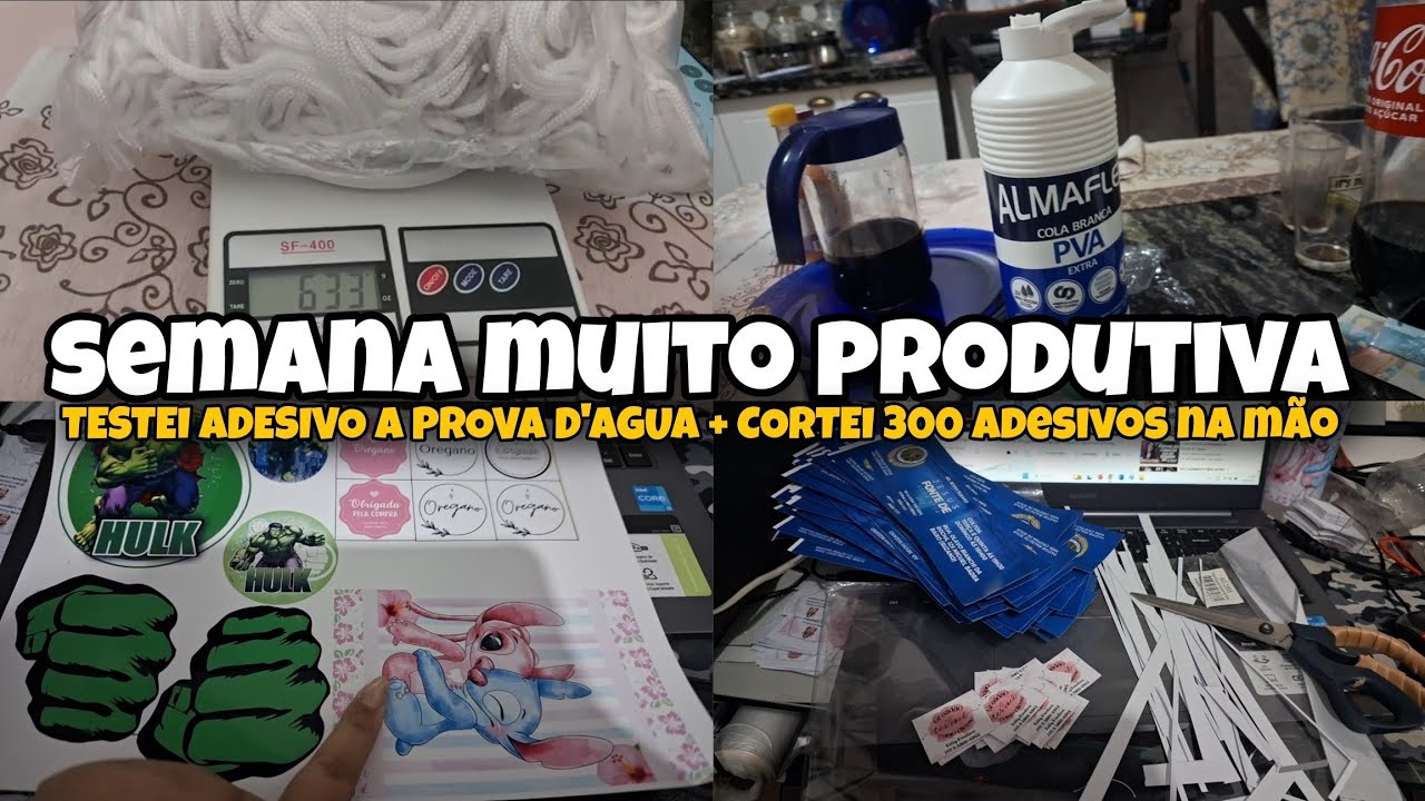 TESTEI ADESIVO A PROVA D'AGUA + CORTEI 300 ADESIVOS NA MÃO, ROTINA PAPELARIA PERSONALIZADA 