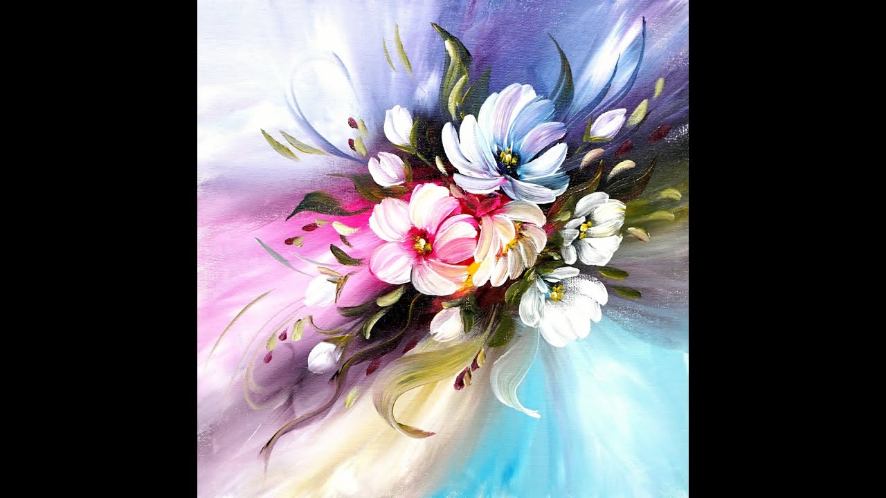 Easy Painting / Flower Bouquet / How To Blend Acrylic Paint / Einfach