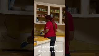 DIY| LAMINATE OFF WALLS AND COUNTER| UNSCREW CABINETS| Kitchen edition #diy #kitchenmakeover