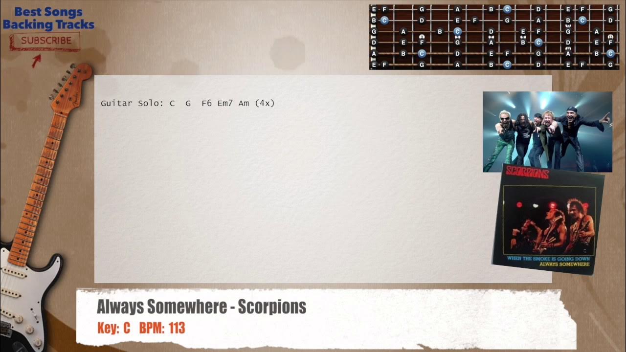 πΈ Always Somewhere - Scorpions SOLO/RIFF Guitar Backing Track with chords and lyrics πΈ Always Somewhere - Scorpions SOLO/RIFF Guitar Backing Track with chords and lyrics