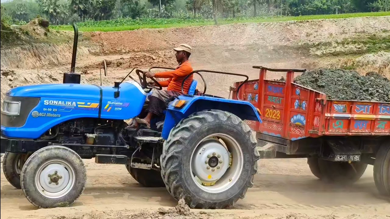Sonalika Rx 50 have powerful tractor loading JCB Excavator tractor loading video 