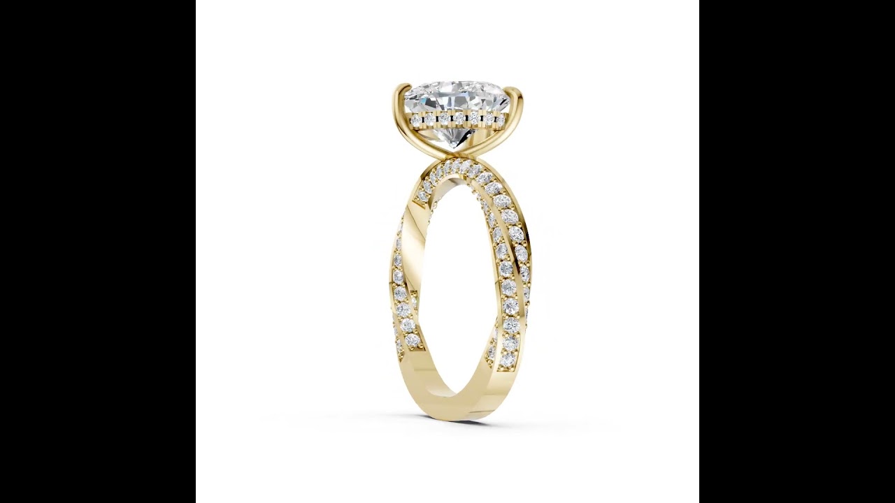 Hidden Halo Heart Cut With Double Row Twisted Ring